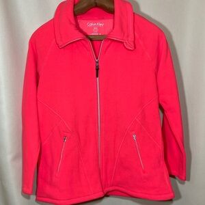 Calvin Klein Performance Vibrant Pink Zip-Up Fleece Jacket Women’s Sz M